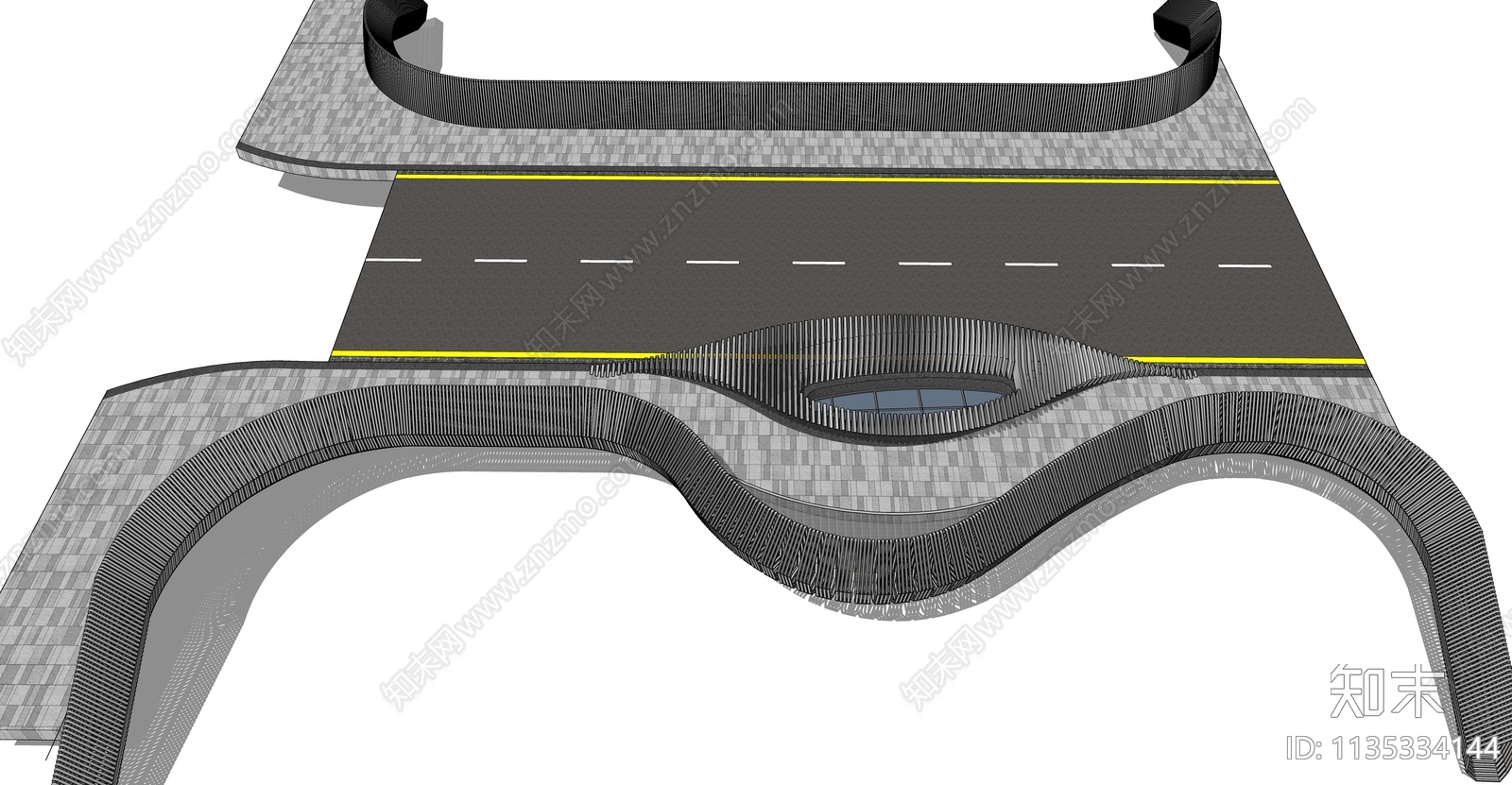 现代景观桥SU模型下载【ID:1135334144】