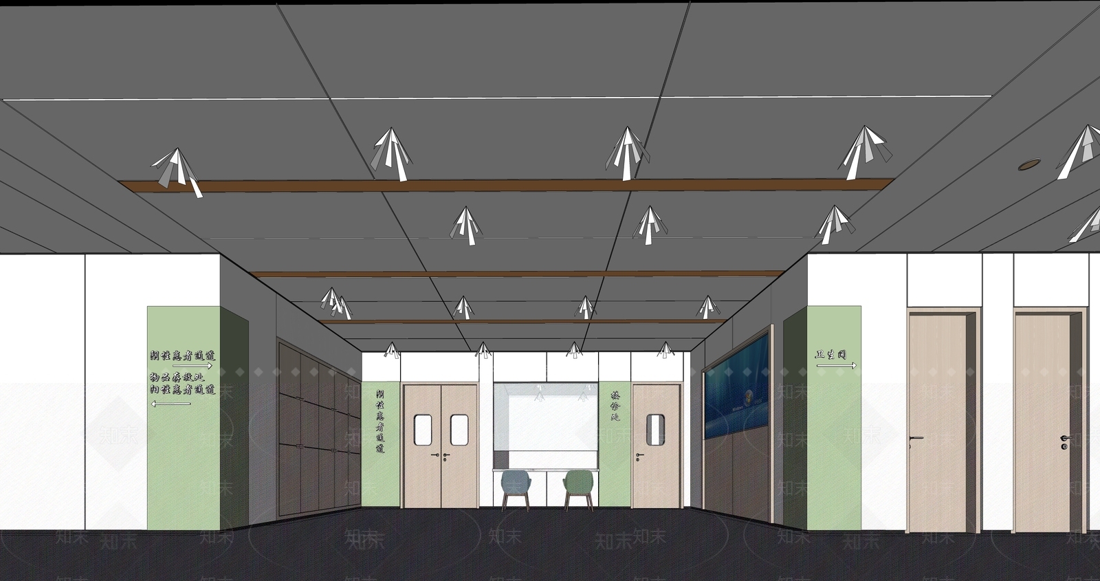 现代医院等候区SU模型下载【ID:1135341482】