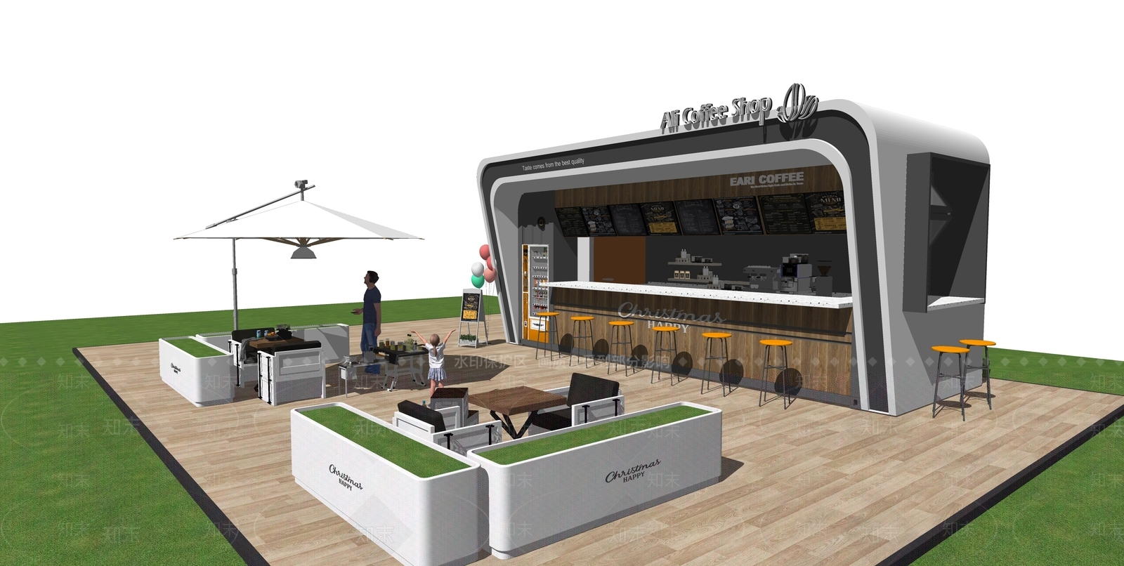 现代集装箱咖啡店SU模型下载【ID:1135342935】