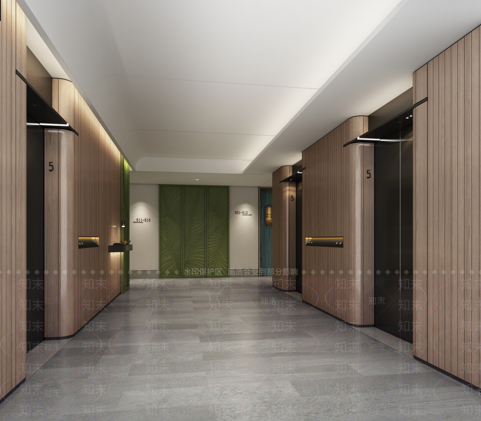 现代酒店电梯厅3D模型下载【ID:1135344115】