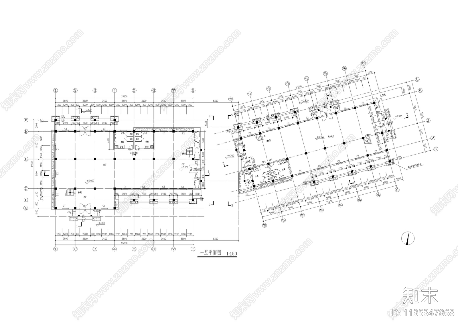 某影楼建筑cad施工图下载【ID:1135347868】