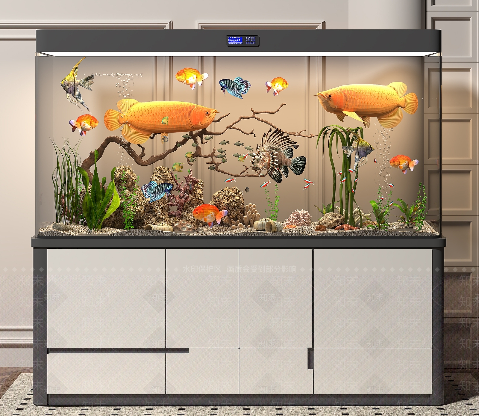 现代鱼缸水族3D模型下载【ID:1135348043】