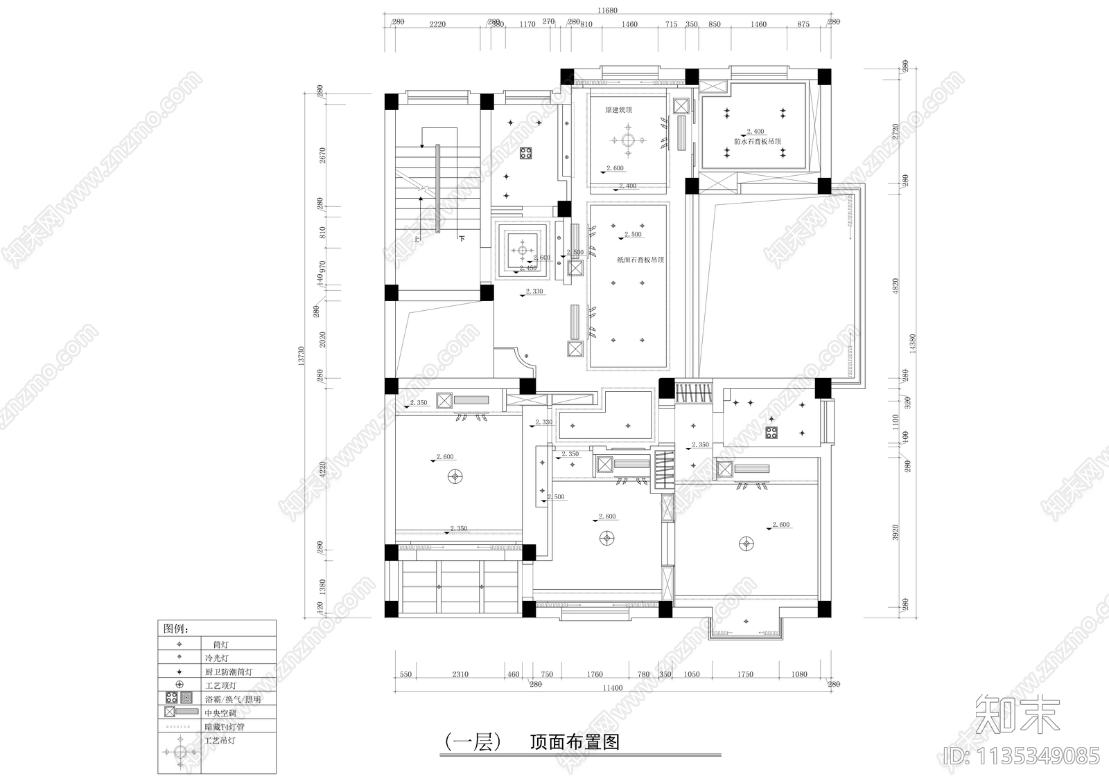 四百平别墅装修cad施工图下载【ID:1135349085】