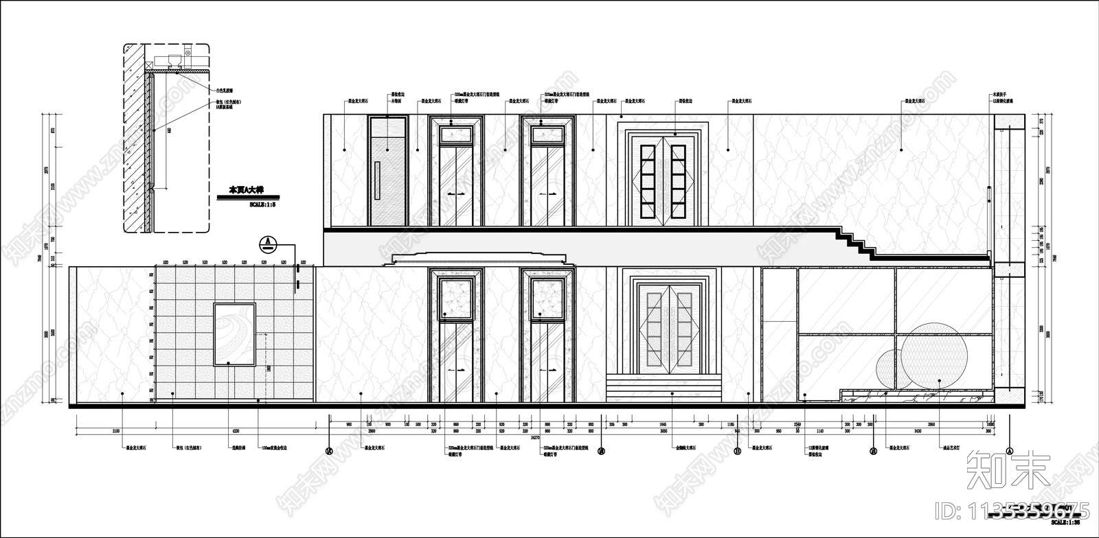 福清两层酒店餐厅及大堂cad施工图下载【ID:1135359675】