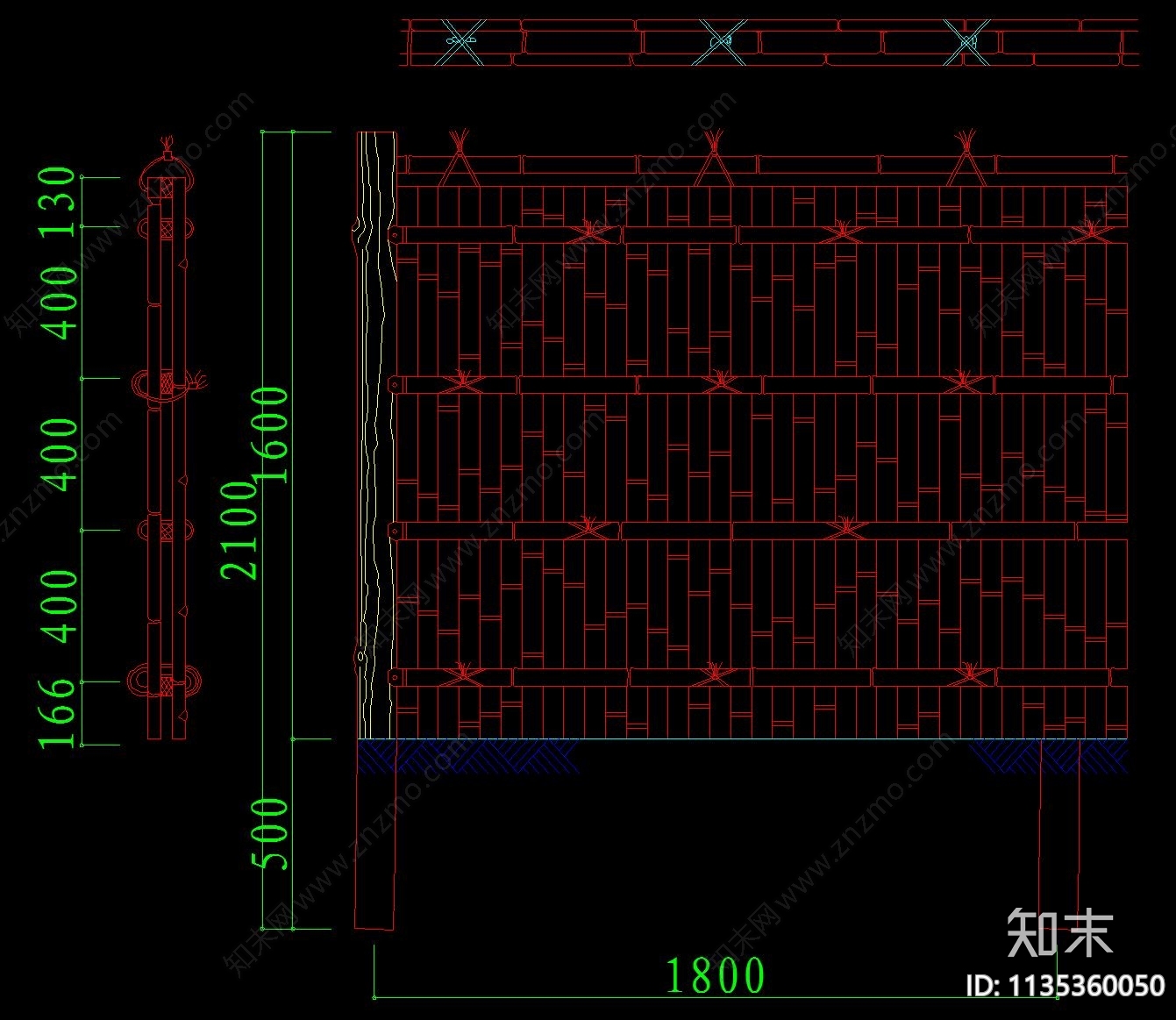 篱笆围栏cad施工图下载【ID:1135360050】