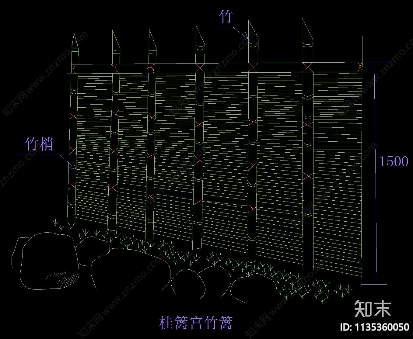 篱笆围栏cad施工图下载【ID:1135360050】