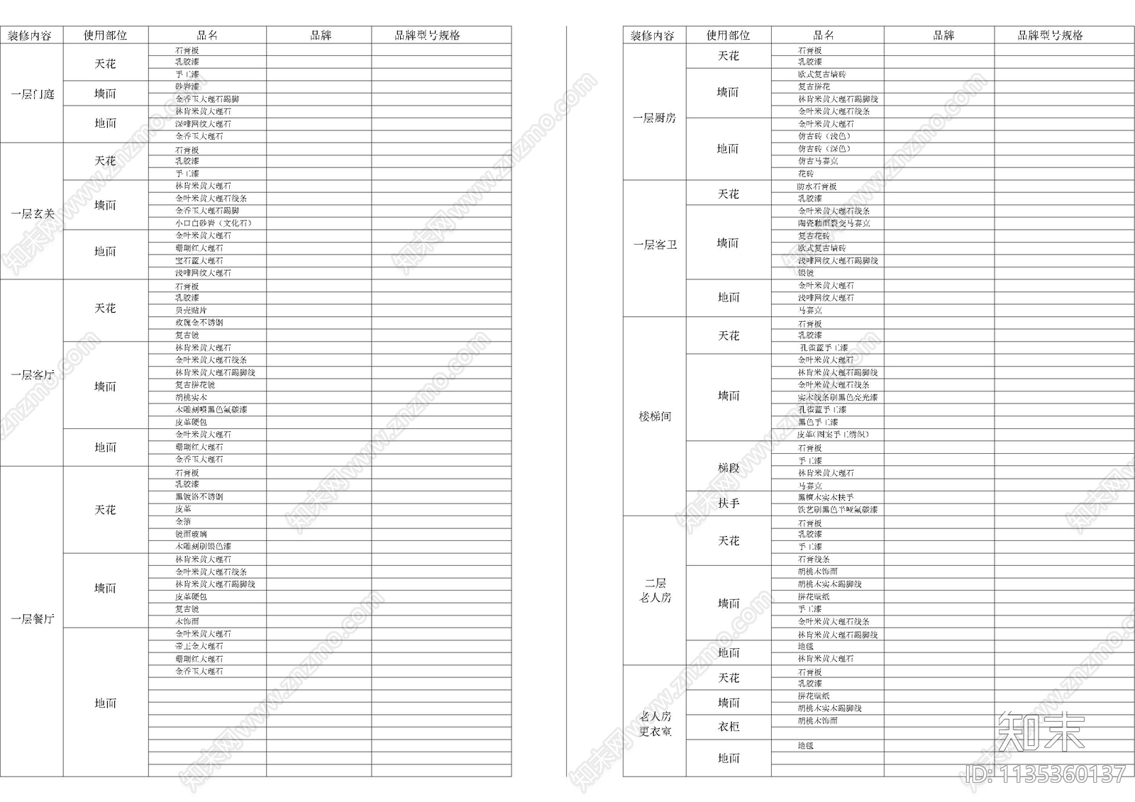 室内装修竣工图设计说明目录材料表施工图下载【ID:1135360137】