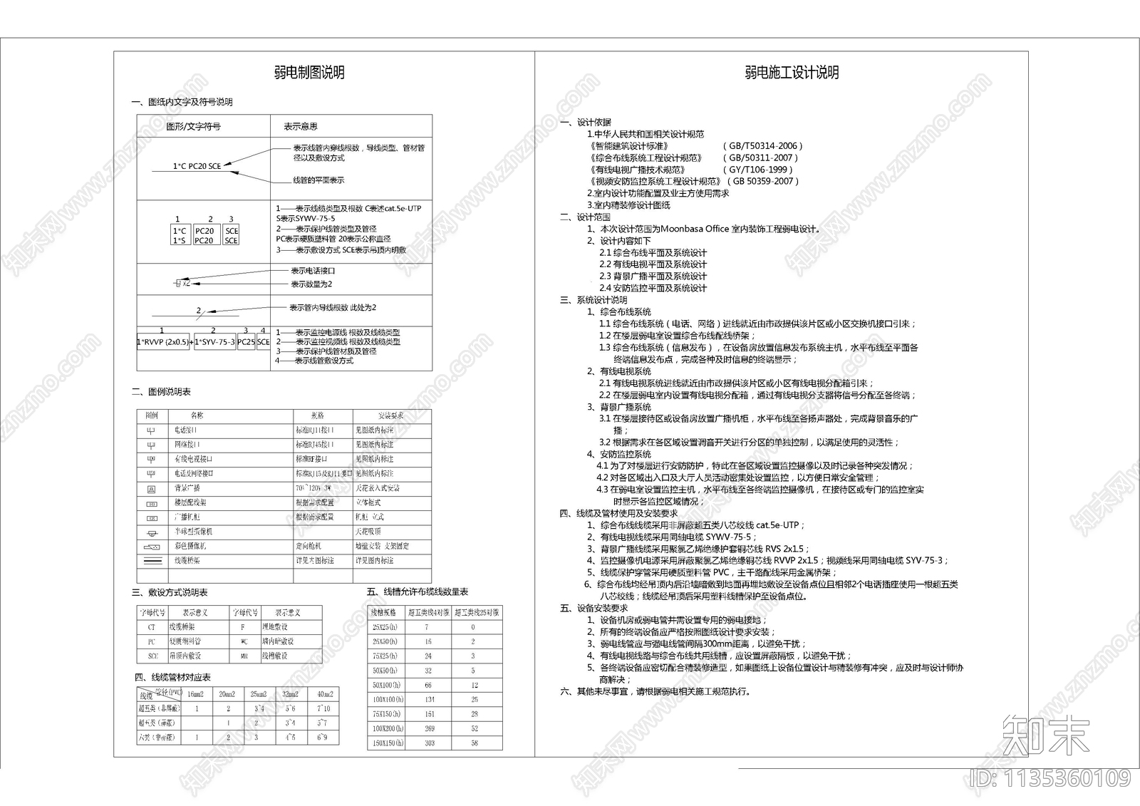 弱电图例说明设计说明目录cad施工图下载【ID:1135360109】