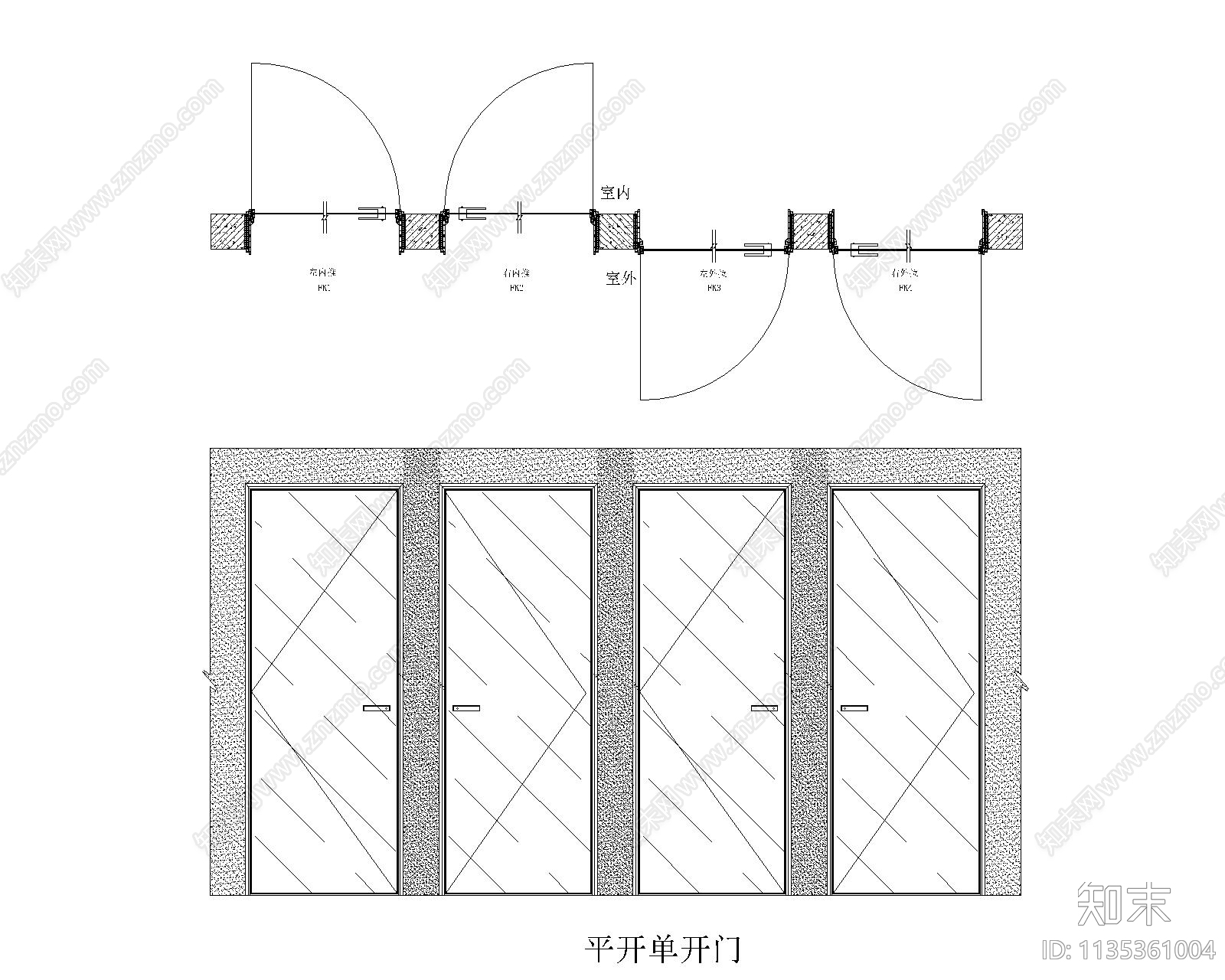 铝合金玻璃房门施工图下载【ID:1135361004】