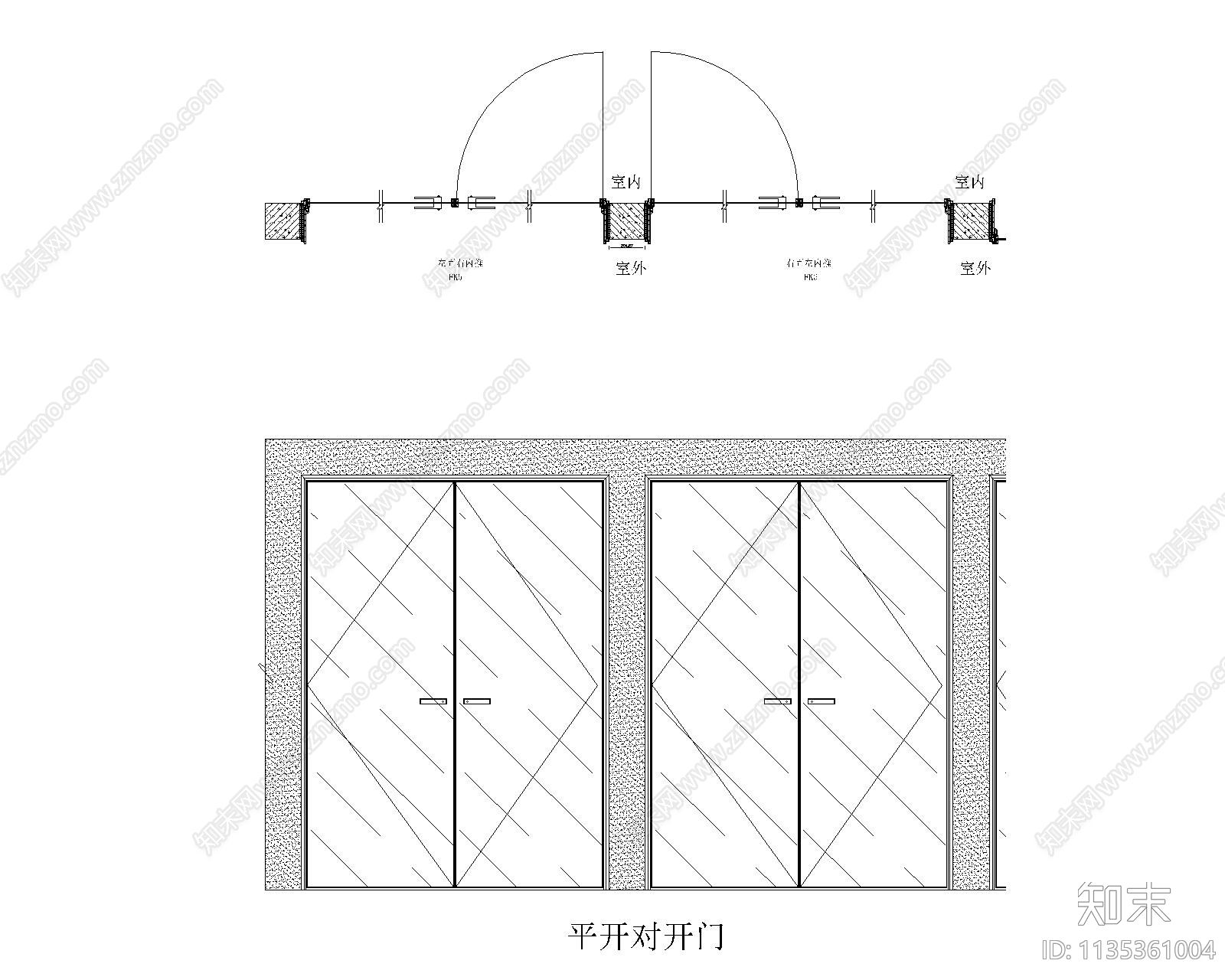 铝合金玻璃房门cad施工图下载【ID:1135361004】