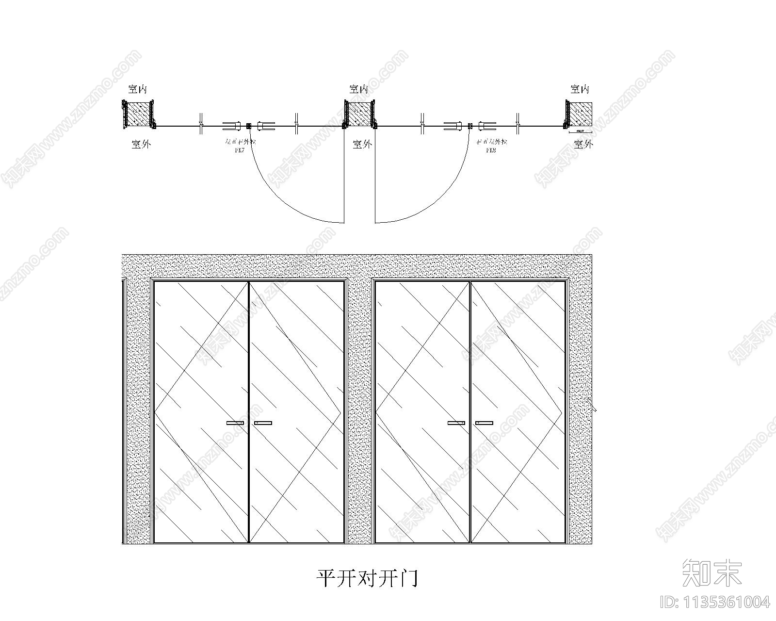 铝合金玻璃房门cad施工图下载【ID:1135361004】