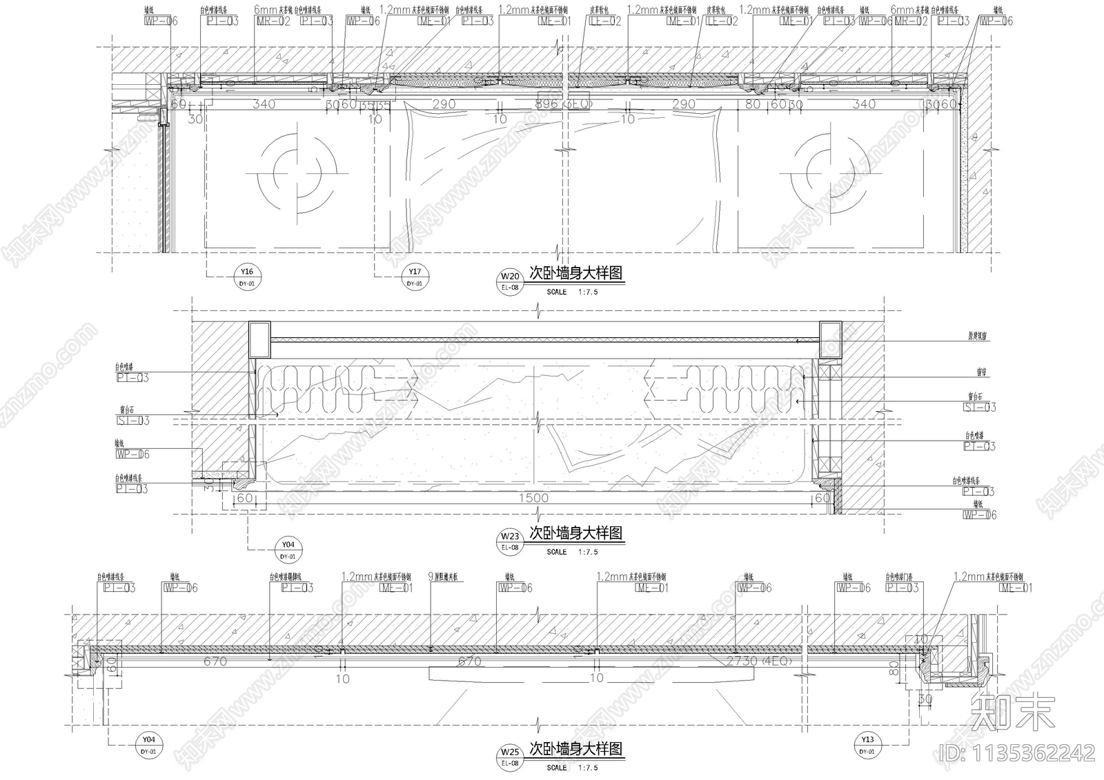 背景墙节点详图cad施工图下载【ID:1135362242】