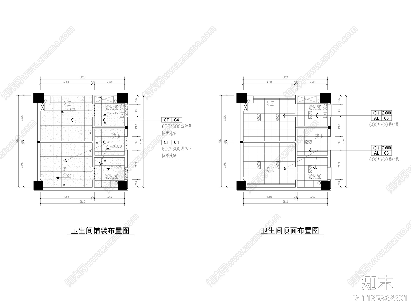 公共卫生间效果图cad施工图下载【ID:1135362501】