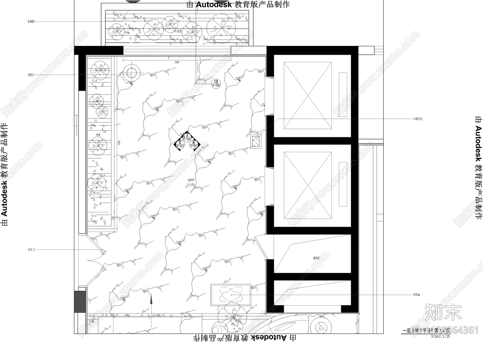 教育酒店大堂cad施工图下载【ID:1135364361】