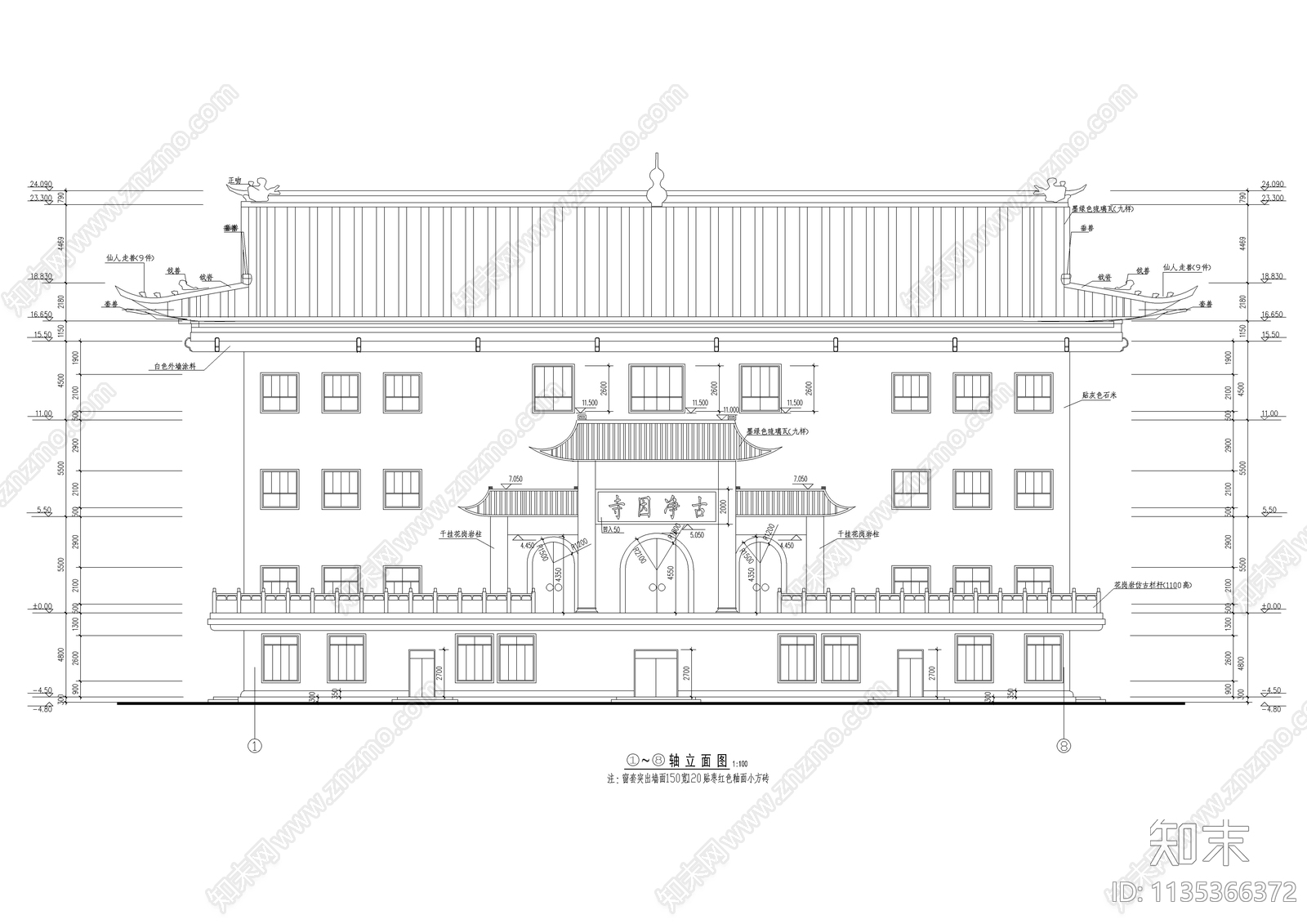 静音寺古建筑详图cad施工图下载【ID:1135366372】