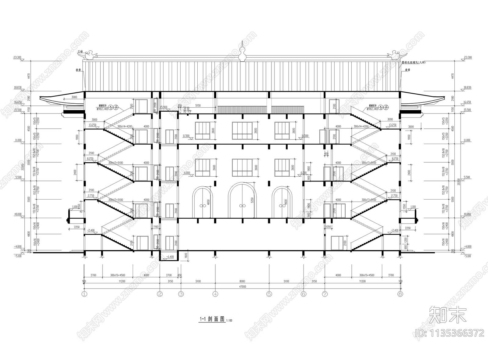 静音寺古建筑详图cad施工图下载【ID:1135366372】