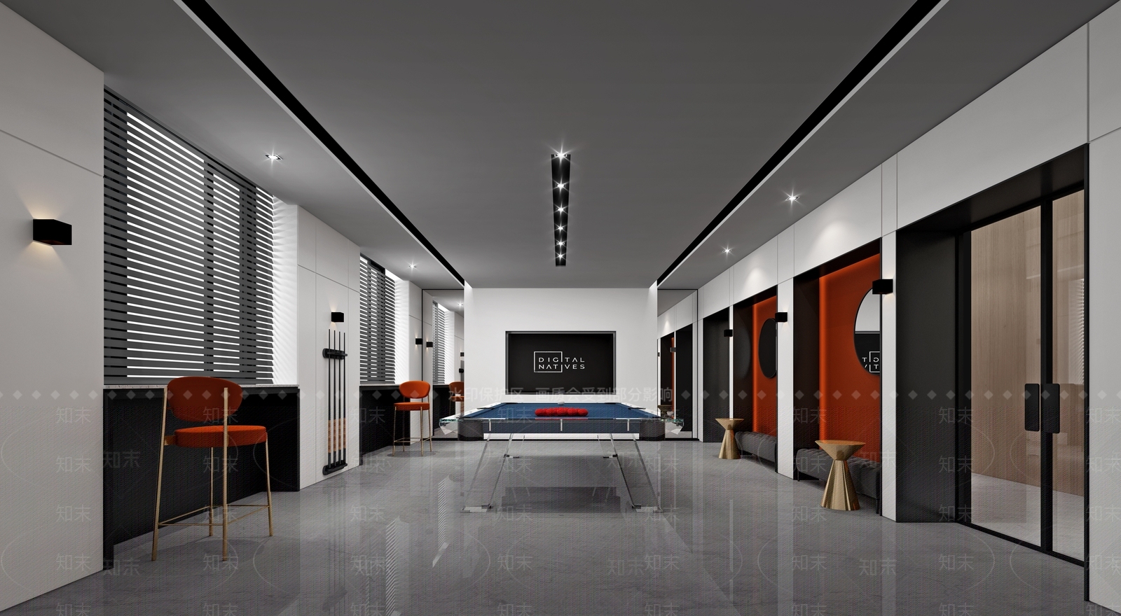 现代台球室3D模型下载【ID:1135370340】