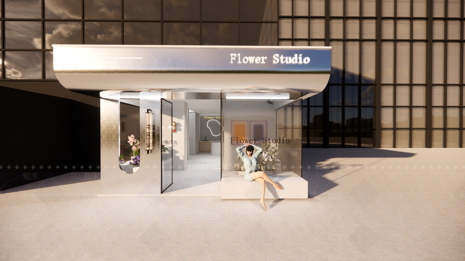 现代花店SU模型草图