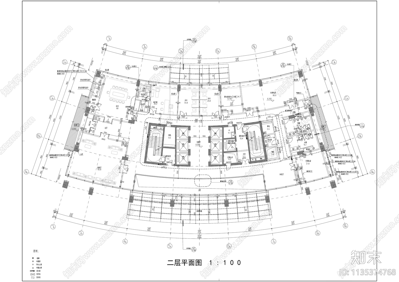 市民政务服务中心办公楼cad施工图下载【ID:1135374768】