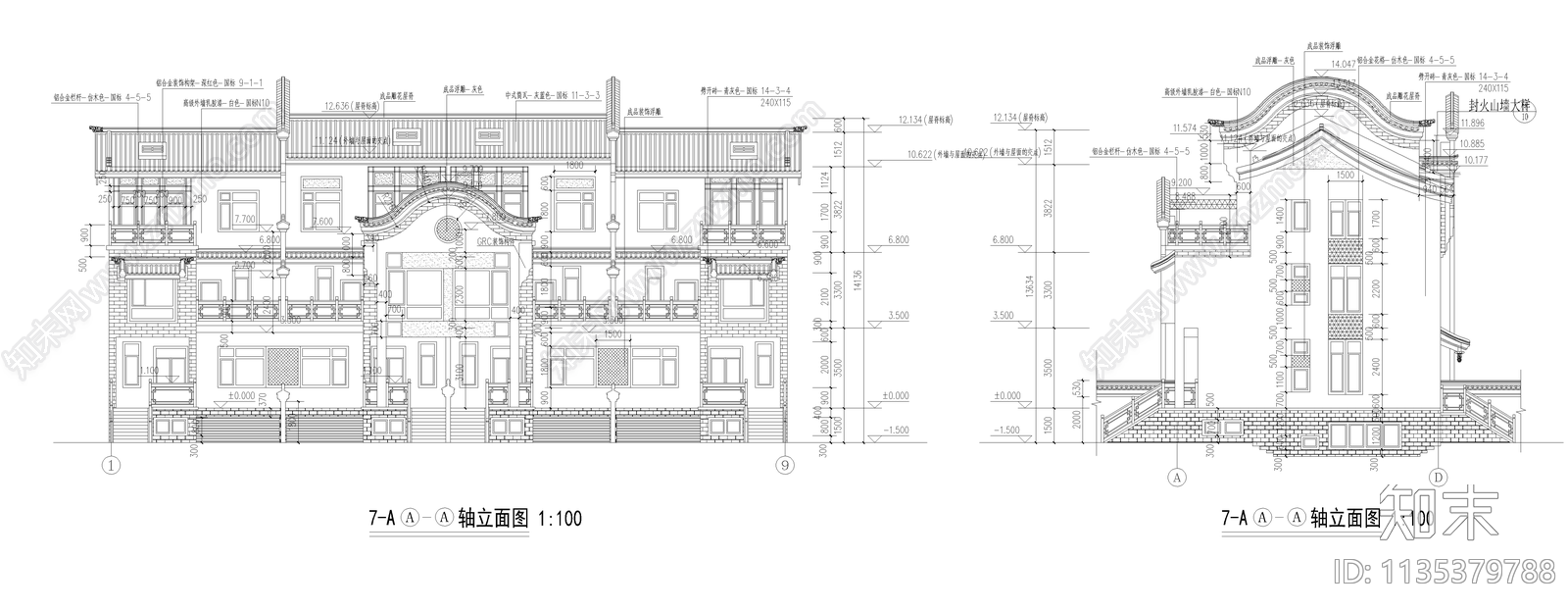 仿古建筑cad施工图下载【ID:1135379788】