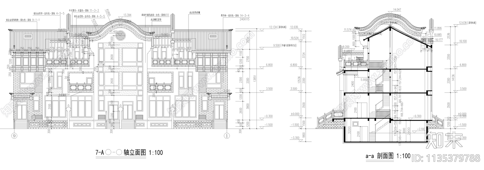 仿古建筑cad施工图下载【ID:1135379788】