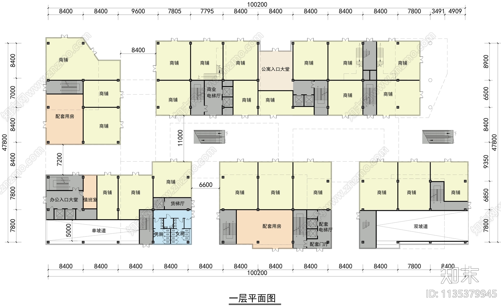 商业综合体建筑cad施工图下载【ID:1135379945】