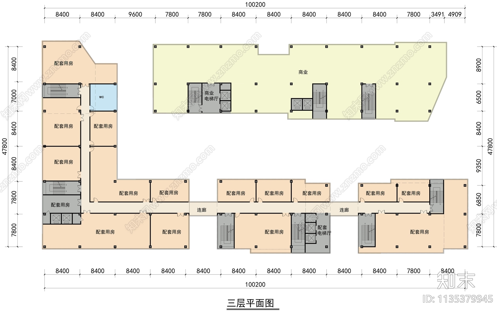 商业综合体建筑cad施工图下载【ID:1135379945】