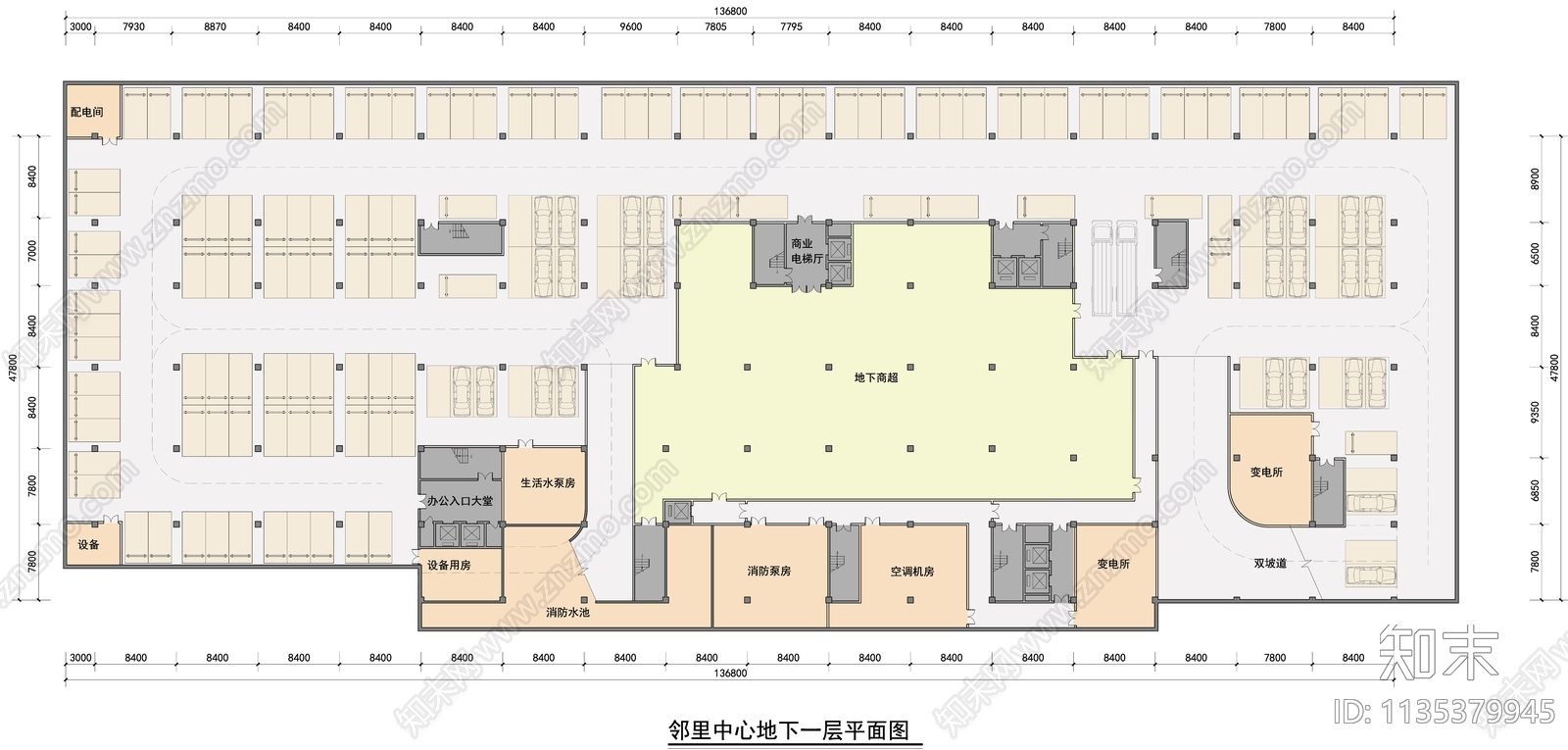 商业综合体建筑cad施工图下载【ID:1135379945】