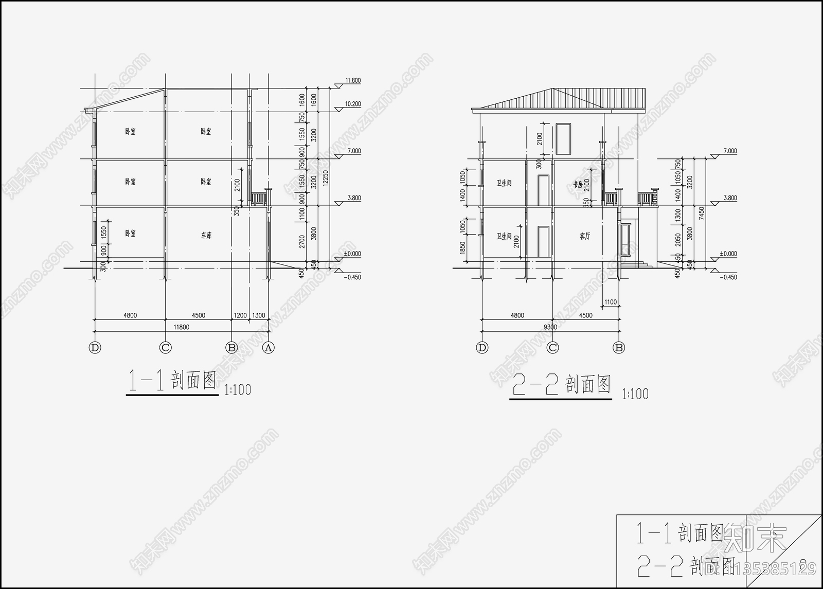 欧式简约别墅cad施工图下载【ID:1135385129】