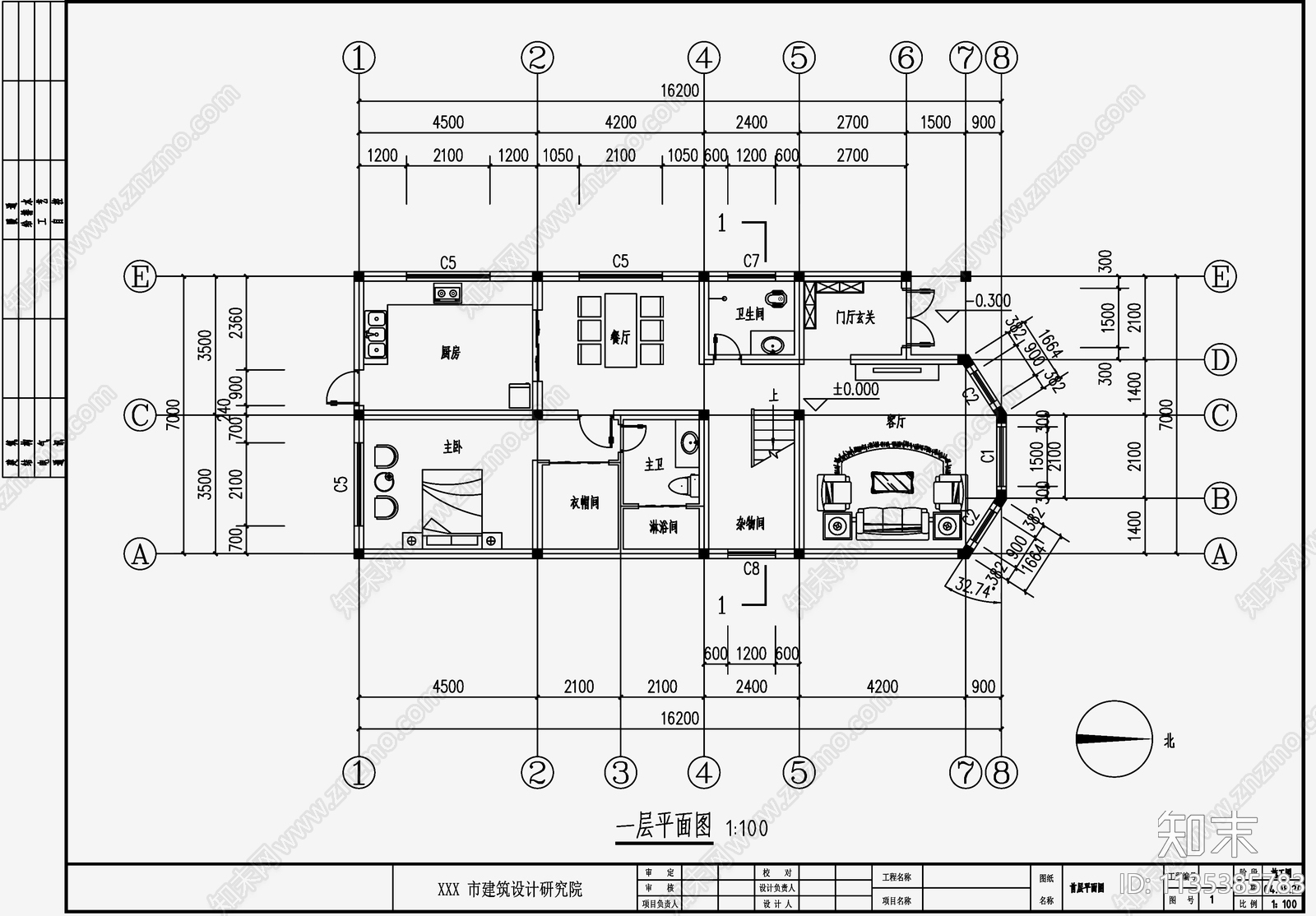 欧式简约别墅效果图cad施工图下载【ID:1135385783】