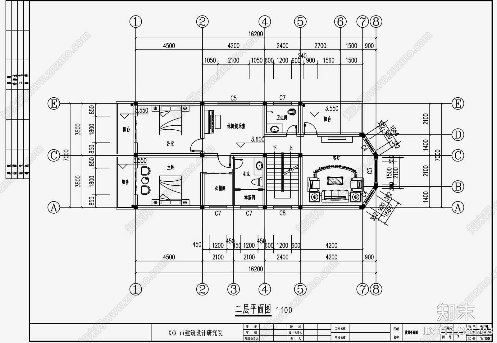 欧式简约别墅效果图cad施工图下载【ID:1135385783】