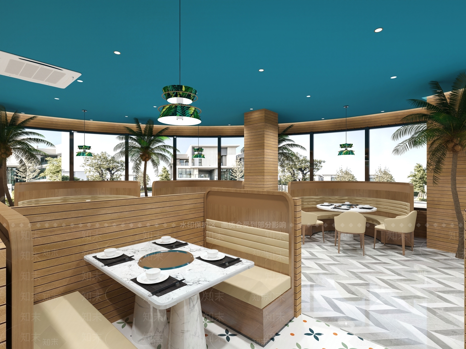 现代椰子鸡火锅店3D模型下载【ID:1135386172】