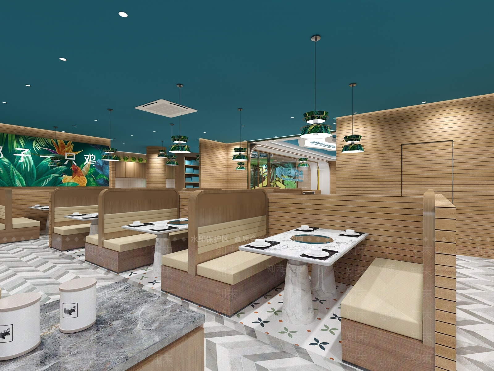 现代椰子鸡火锅店3D模型下载【ID:1135386172】