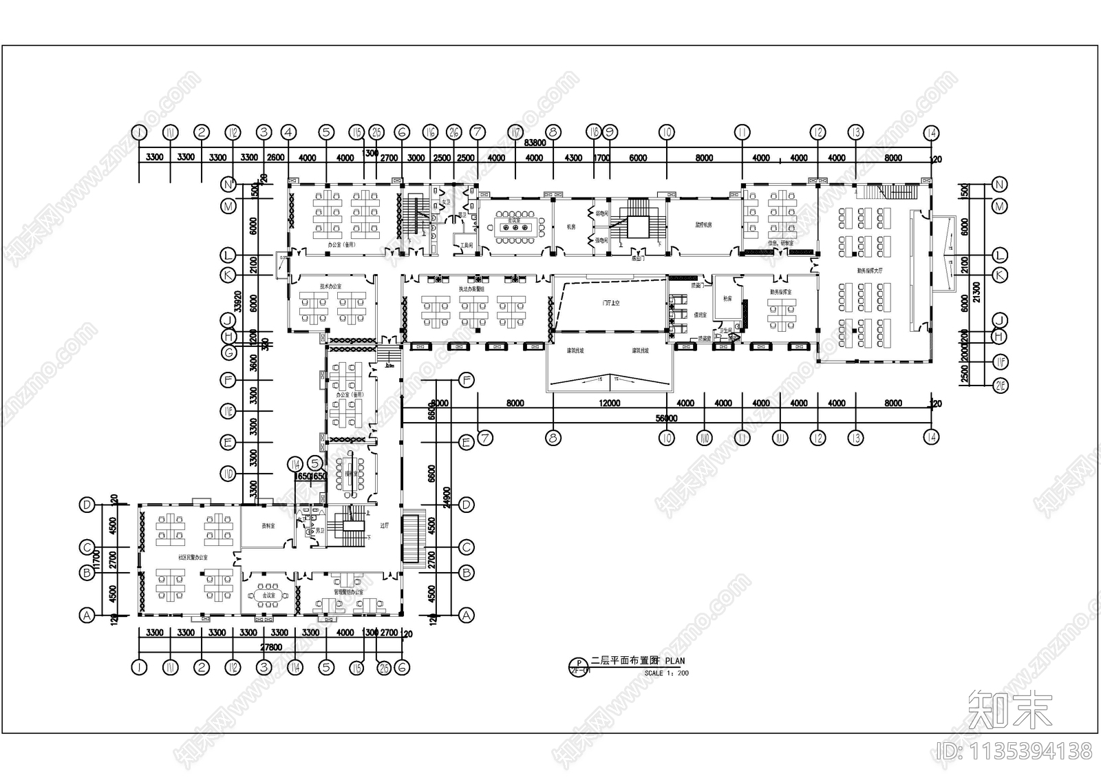 某派出所公安局室内装修施工图下载【ID:1135394138】