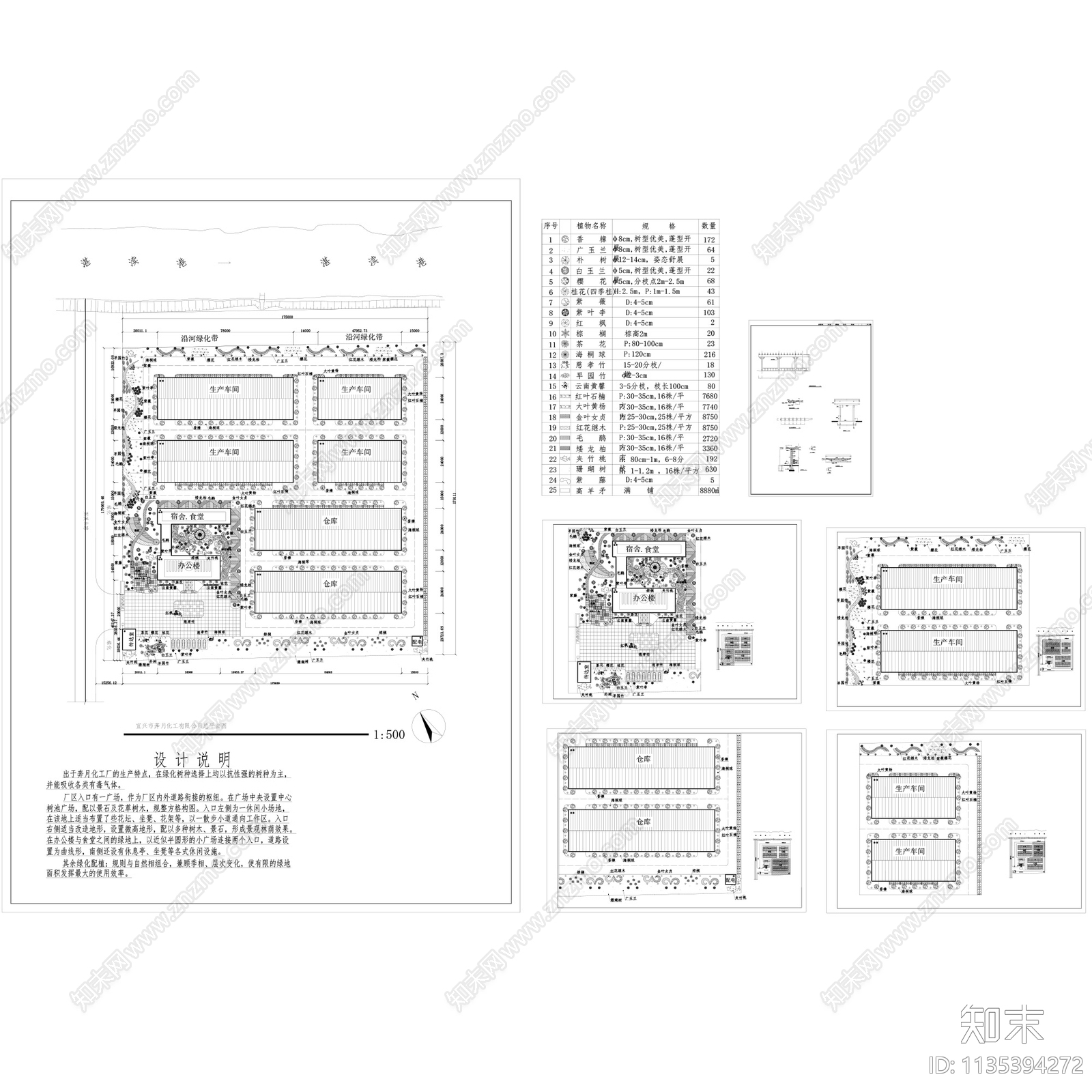 工业园厂区厂房景观绿化施工图下载【ID:1135394272】