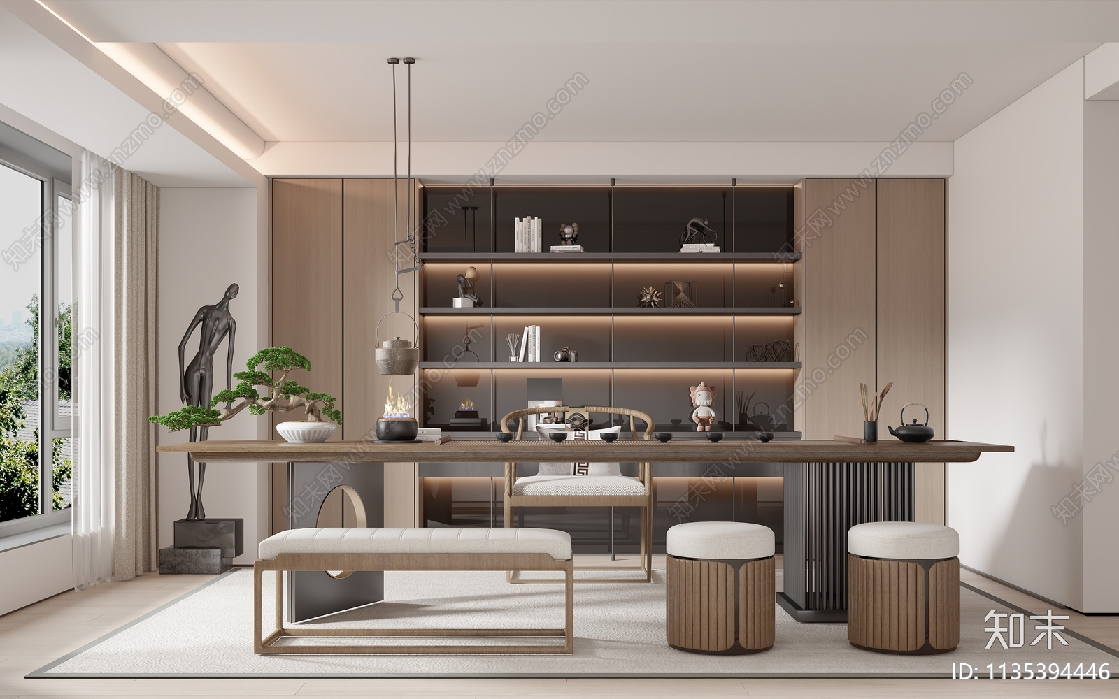 新中式茶室3D模型下载【ID:1135394446】