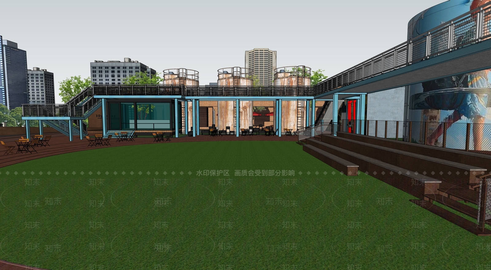 现代旧工厂改造办公景观SU模型下载【ID:1135398950】