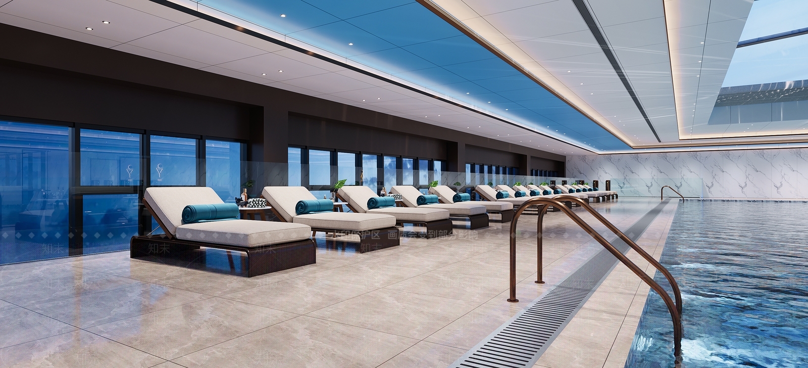 新中式酒店游泳馆3D模型下载【ID:1135400448】