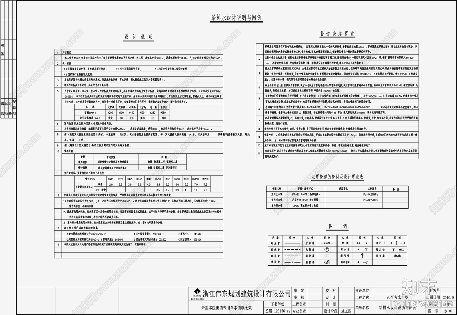 自建房建筑给排水cad施工图下载【ID:1135408147】