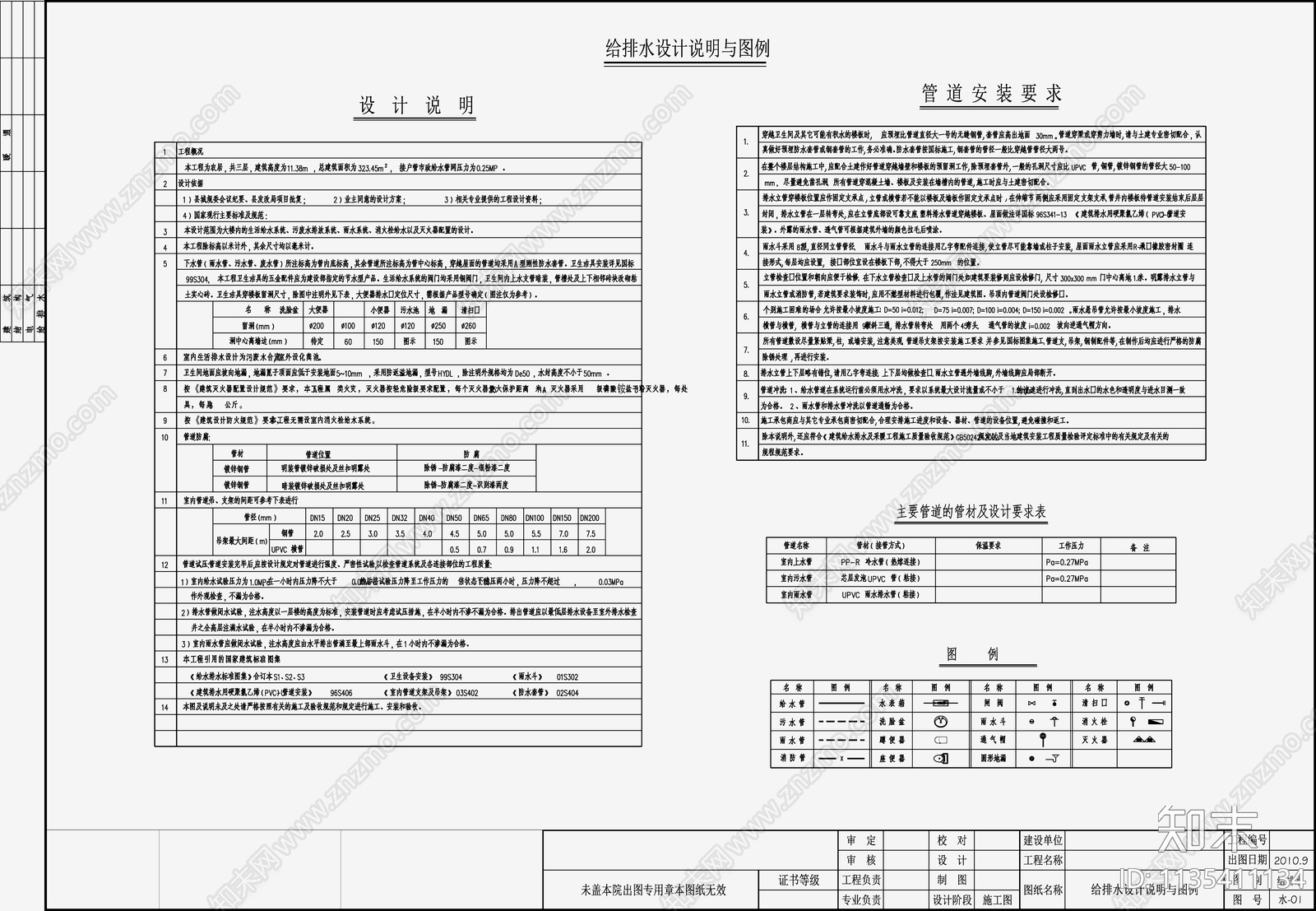 自建房建筑给排水设计施工图下载【ID:1135411134】