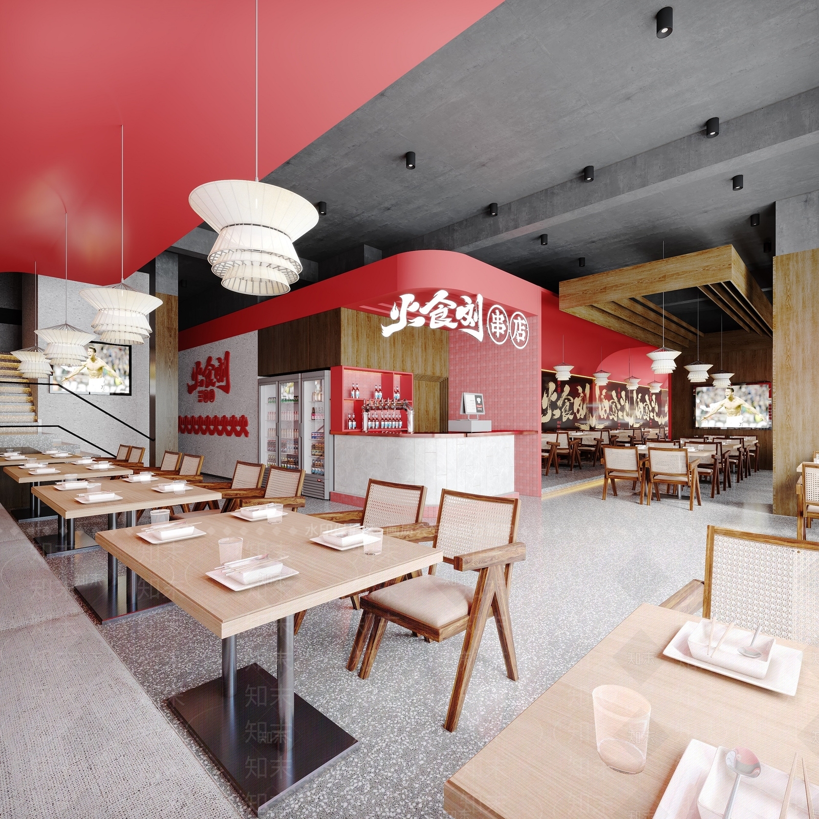 现代国潮烧烤店3D模型下载【ID:1135461674】