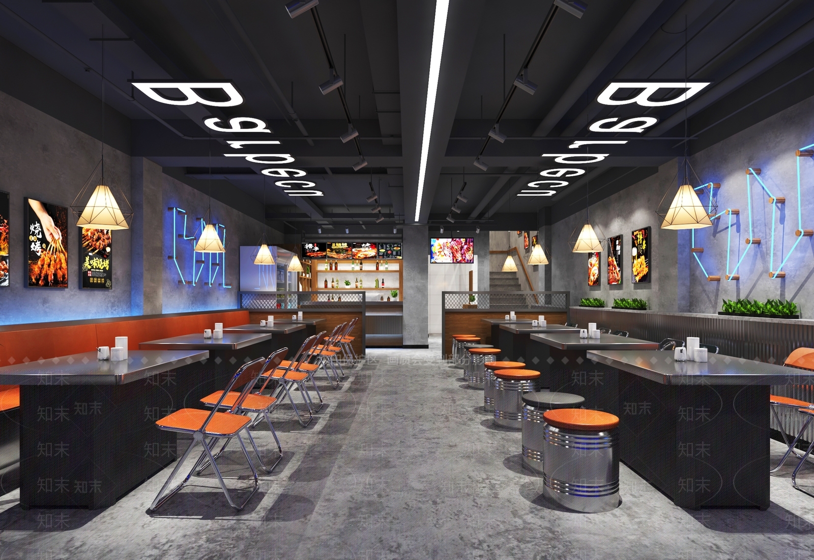 工业风烧烤店3D模型下载【ID:1135522318】