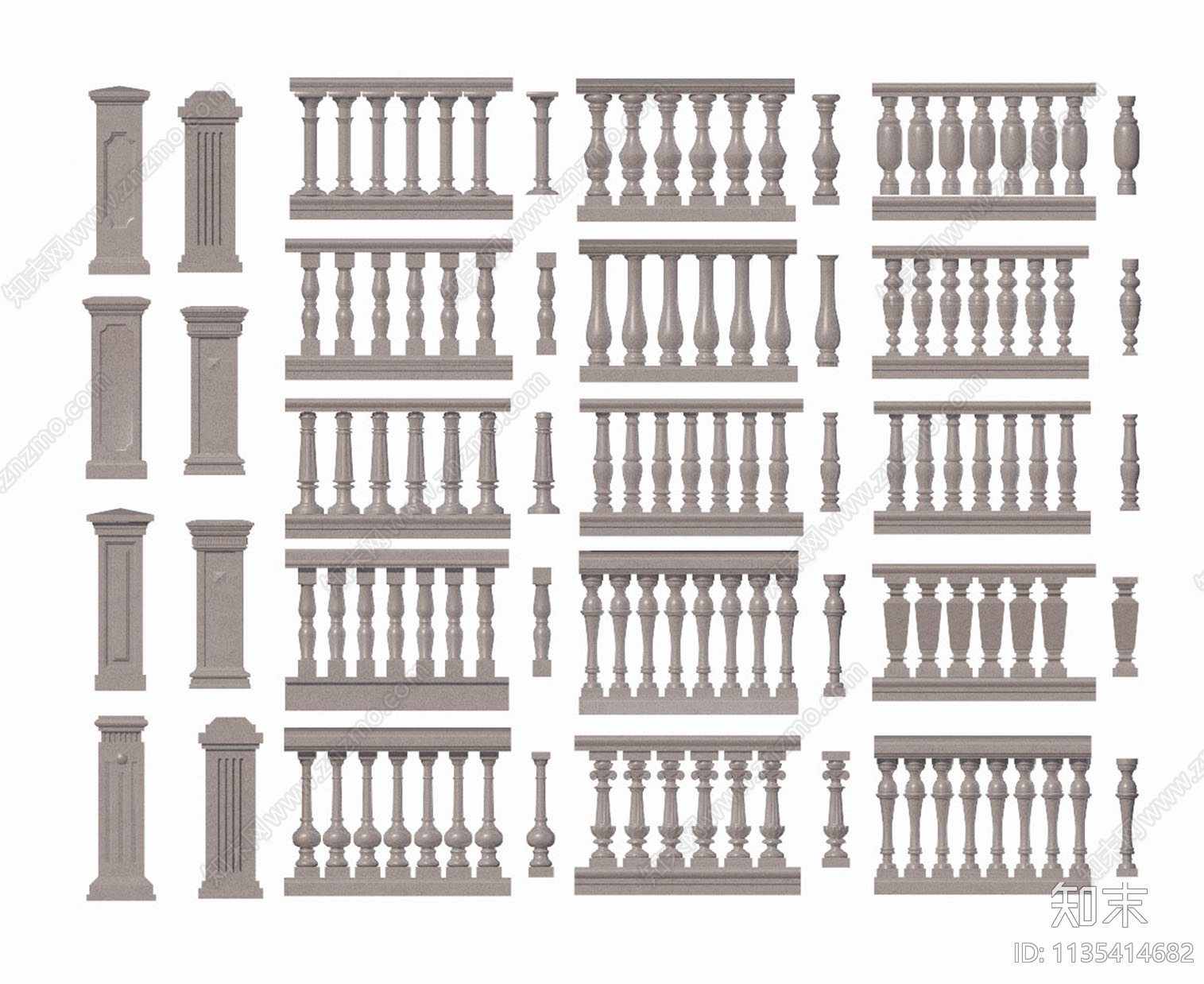 欧式栏杆扶手SU模型下载【ID:1135414682】