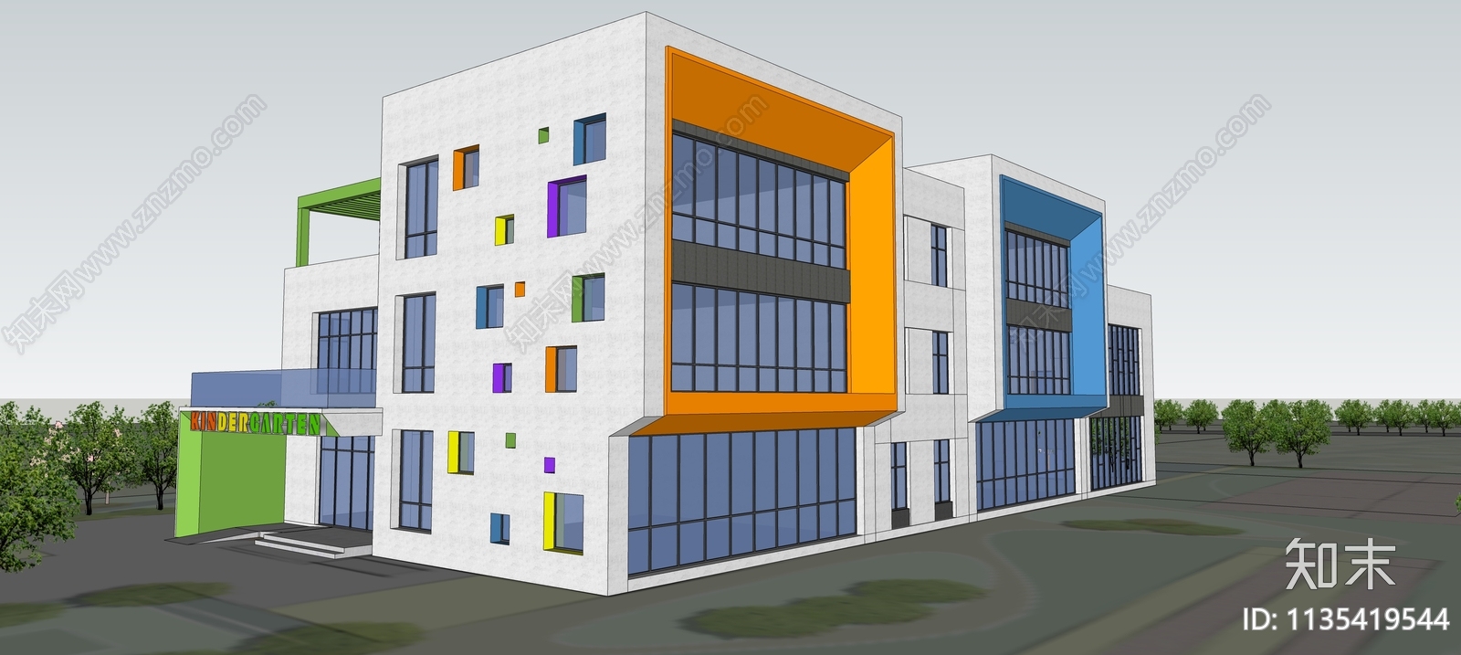精品幼儿园建筑SU模型及施工图施工图下载【ID:1135419544】