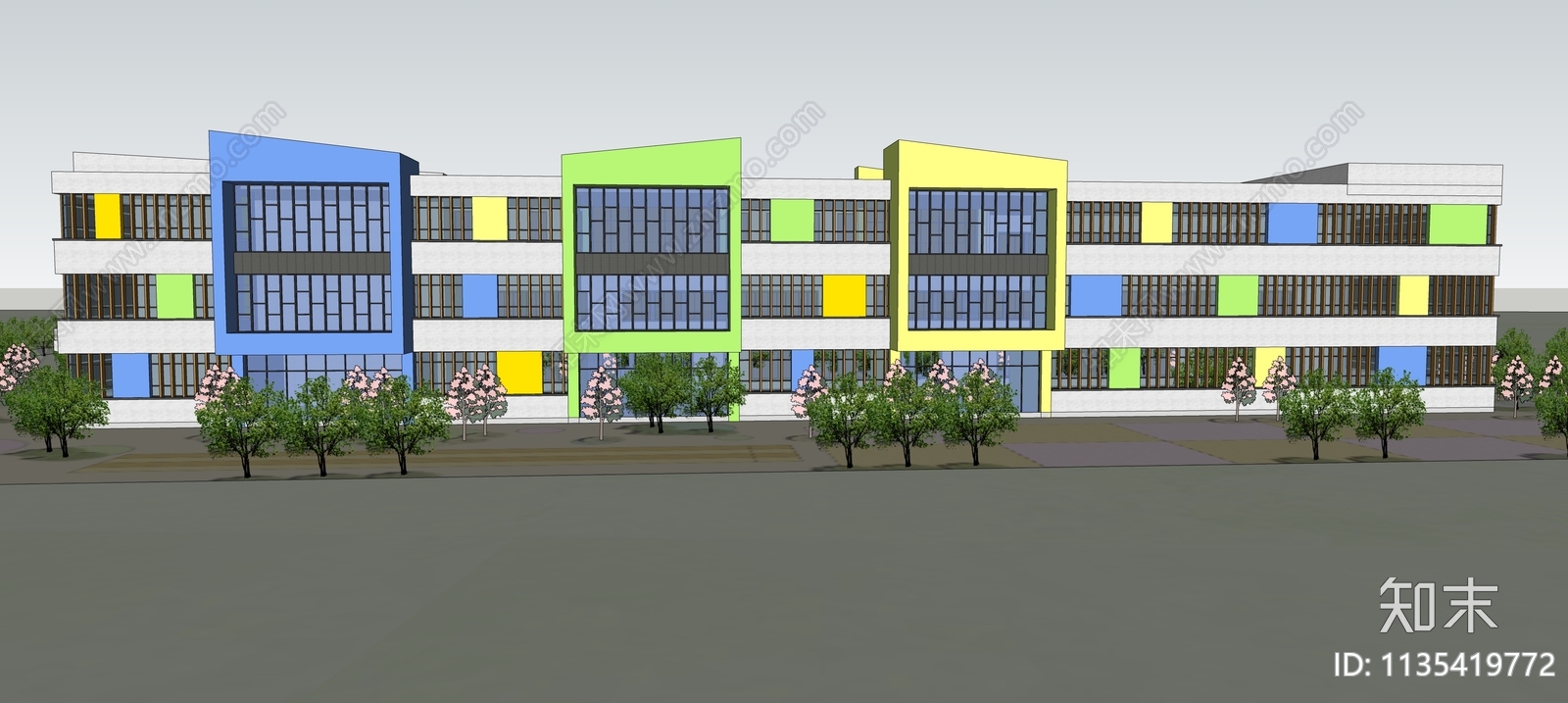精品幼儿园建筑SU模型及施工图cad施工图下载【ID:1135419772】