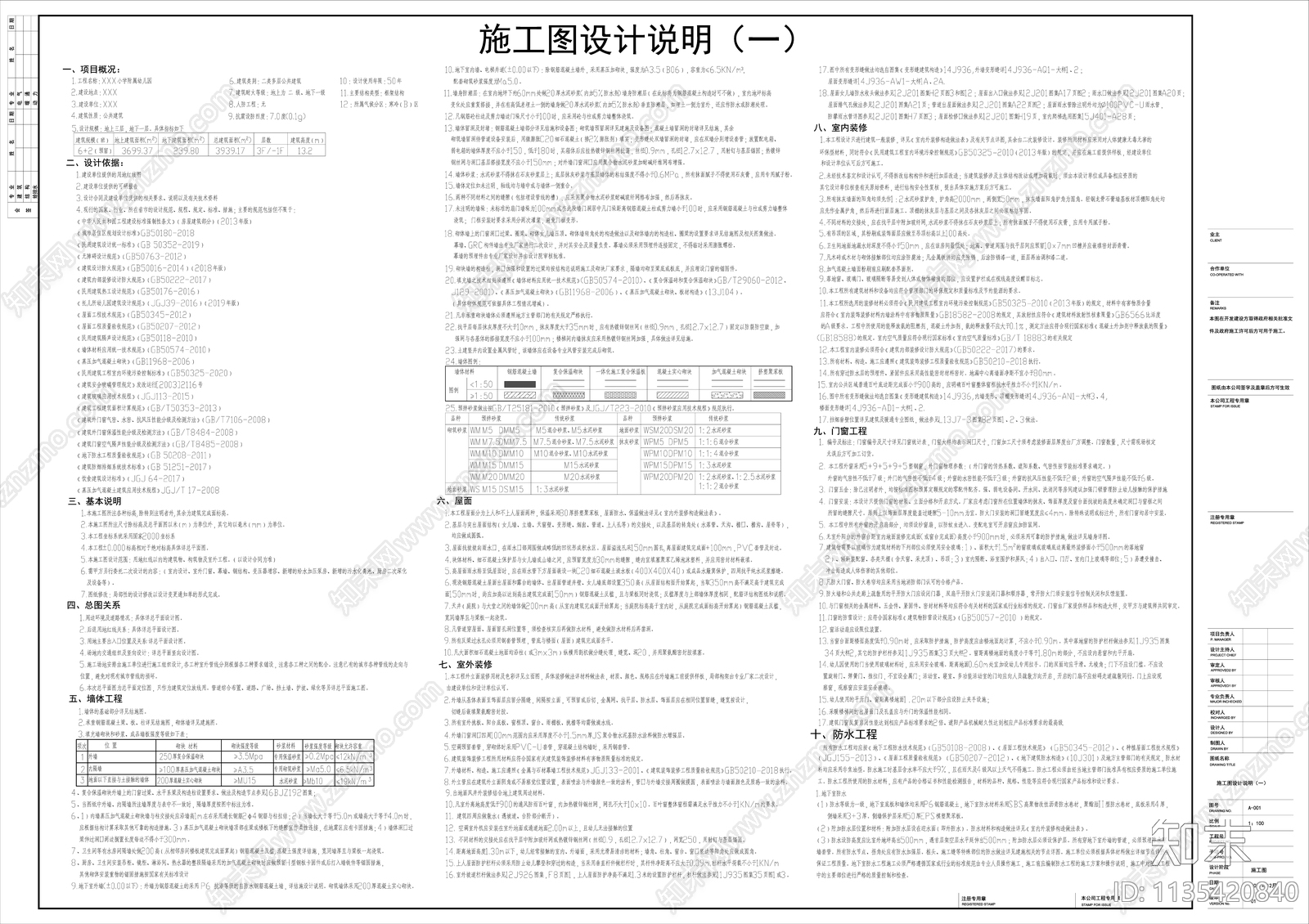 幼儿园设计说明及工程做法表cad施工图下载【ID:1135420840】