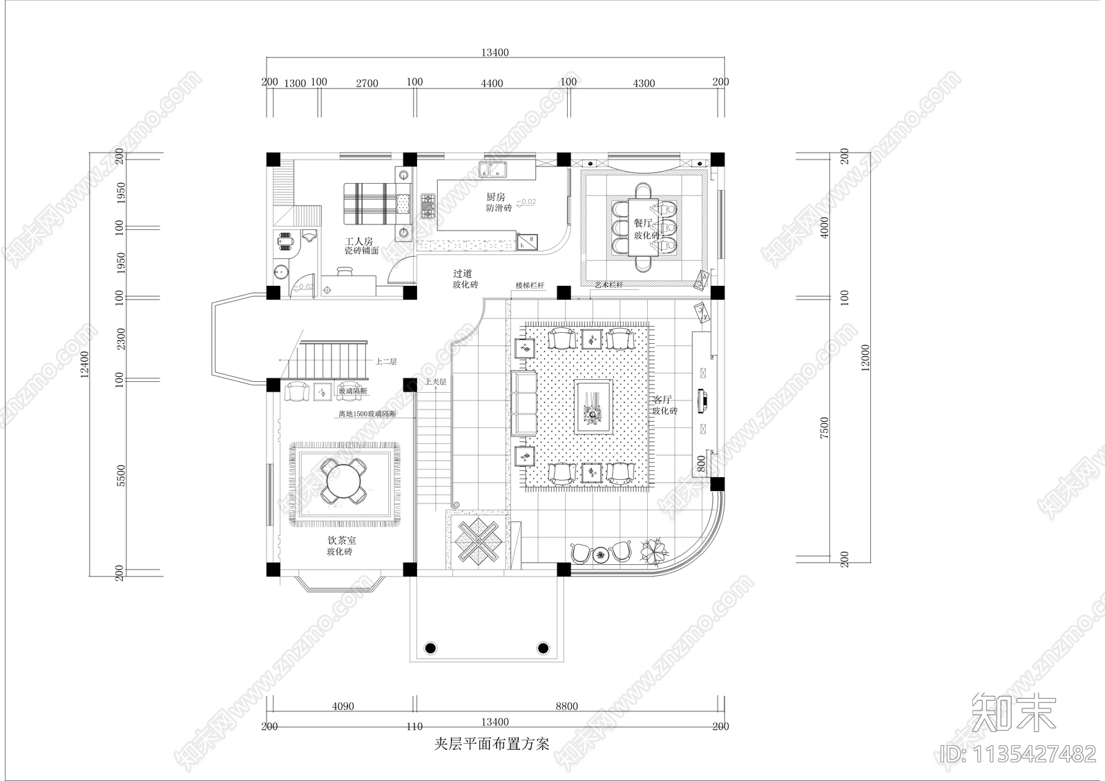 二层别墅全套装修cad施工图下载【ID:1135427482】