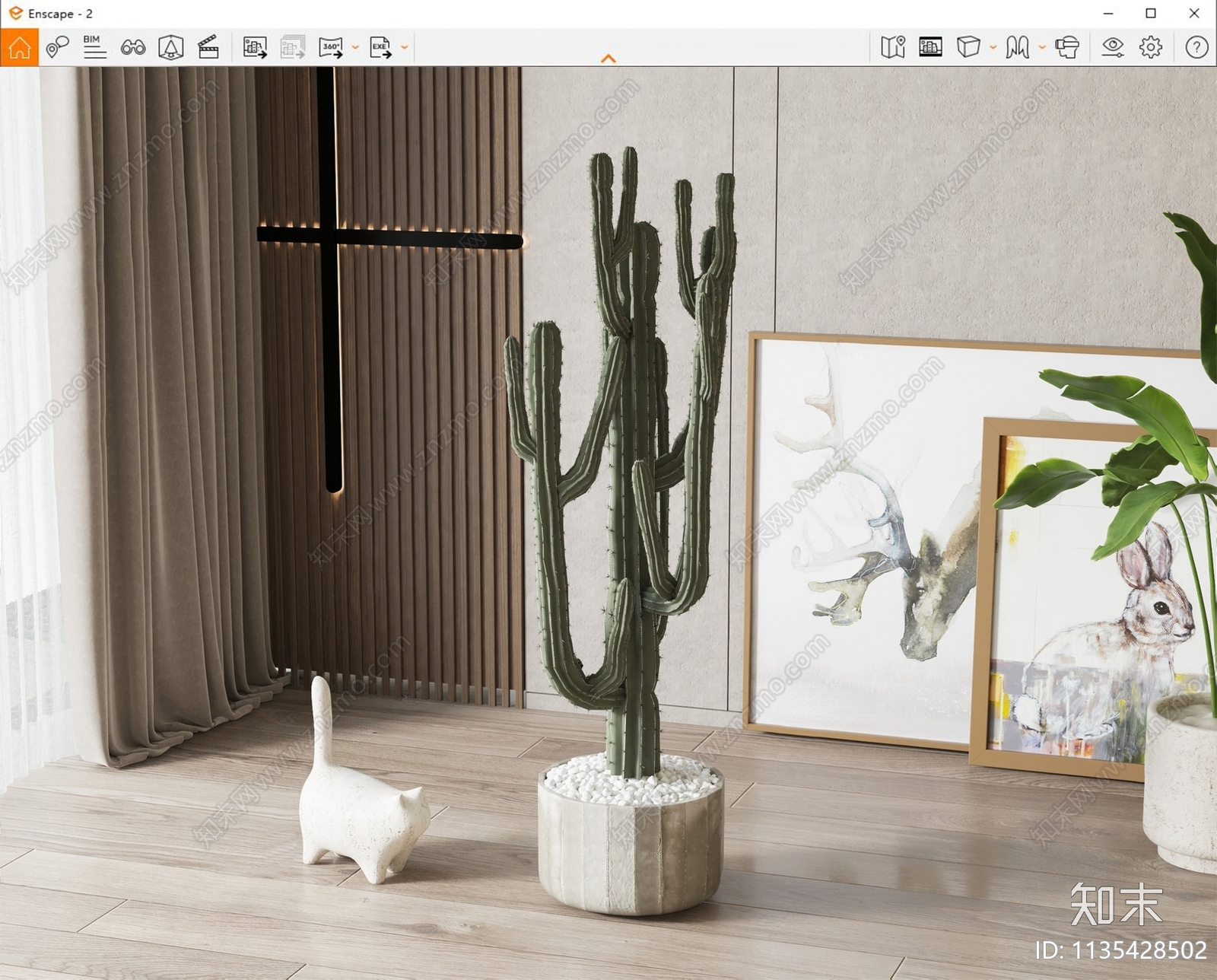 仙人掌盆栽SU模型下载【ID:1135428502】