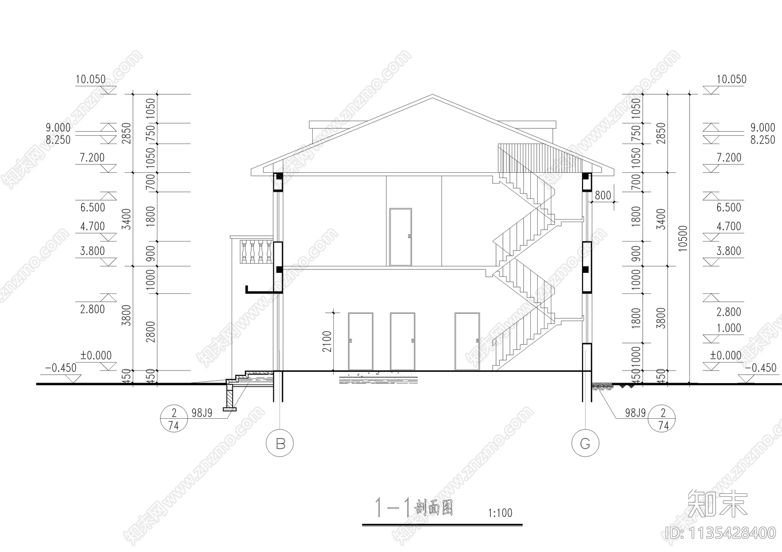 成套二层自建别墅建筑施工图下载【ID:1135428400】