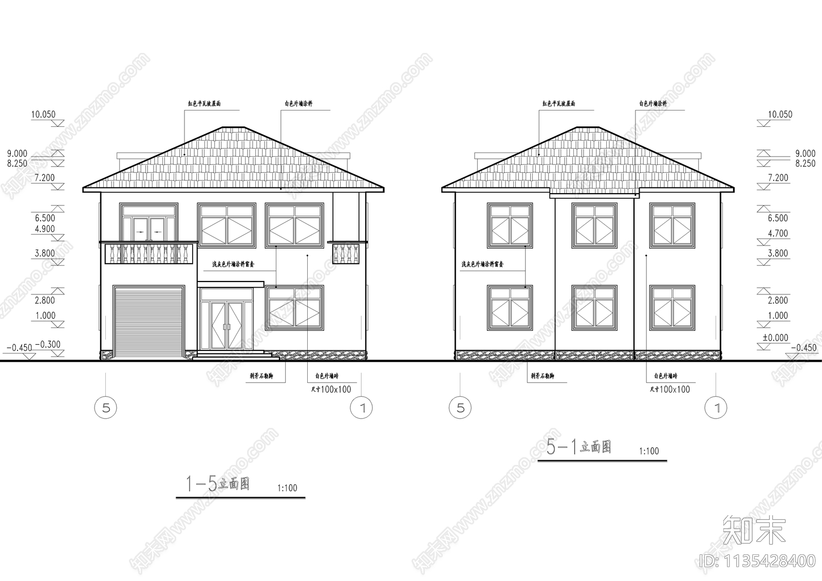 成套二层自建别墅建筑施工图下载【ID:1135428400】